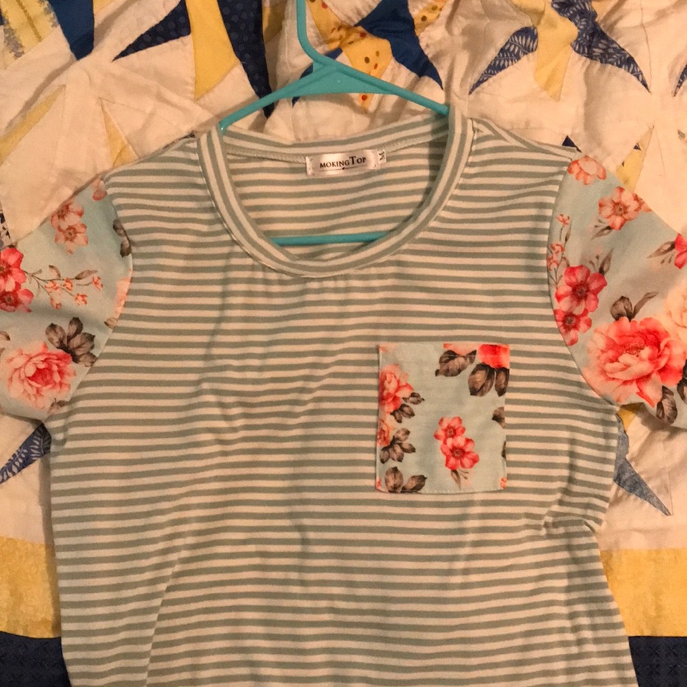 Striped and floral soft t shirt